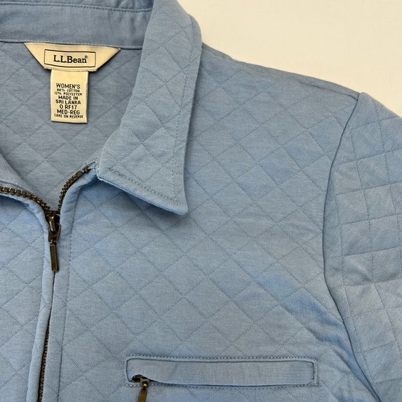 L.L.Bean Blue Lightweight Cotton Blend Quilted Zip Up Jacket Size M - Picture 7 of 17